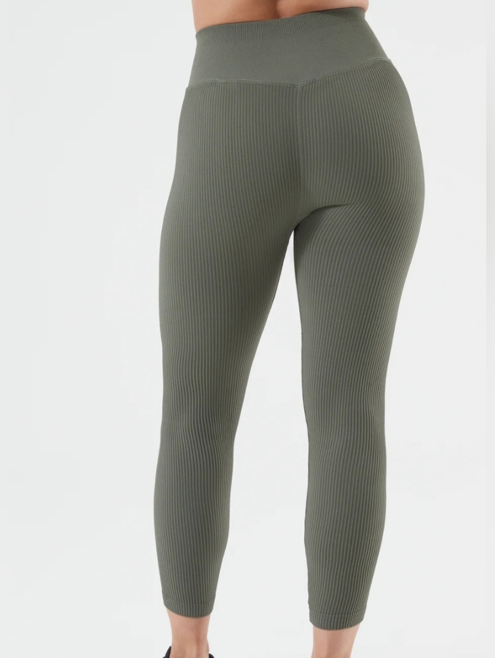 NUX Active Ribbed High Compression Leggings In Dark Olive Size SM and MED - Picture 2 of 9